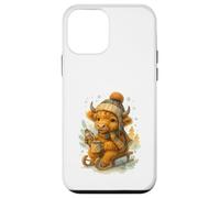 Highland Cow Winter Watercolor On Sled with Hot Cocoa Carcasa para iPhone 12 Mini