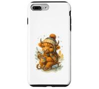 Highland Cow Winter Watercolor On Sled with Hot Cocoa Carcasa para iPhone 7 Plus/8 Plus