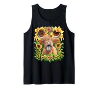 Highland Cow with Sunflowers For Women Funny Scottish Cow Camiseta sin Mangas