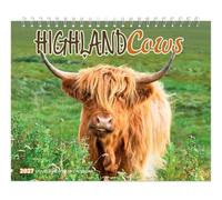 Highland Cows 2027 7.5 X 6 Inch Monthly Double-View Easel Desk Calendar