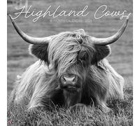 Highland Cows B&w 12 X 12 Wall Calendar
