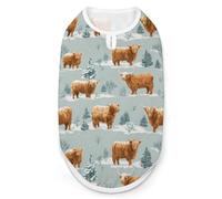 Highland Cows In Snowy - Camiseta divertida para perro, sin mangas, para mascotas, sin botones, para gatos, talla L