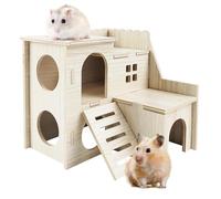 Highland Farms Select Casa de hámster - Cabaña de Dos Pisos con tobogán, Castillo para cobayas, Accesorio para Jaula, decoración de hábitat de Animales pequeños