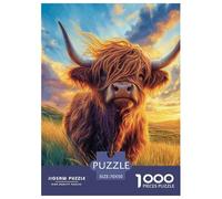 Highland Gatotle Rompecabezas Desafíos Divertidos Decoración del Hogar 1000 Piezas Vaca Rompecabezas Imposible Juguetes Desafiantes para Adultos 70x50cm/1000pcs