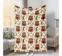 Highland - Manta de vaca rústica, diseño de flores otoñales, color marrón, mullida, compacta y decorativa para sofá, cama, sillón reclinable, dormitorio, silla de regazo, 40 x 50 pulgadas
