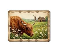 Highland - Tapetes de secado de platos de vaca para encimera de cocina, tapete escurridor de platos de goma absorbente rústico, almohadilla de secado de piel sintética floral de primavera para