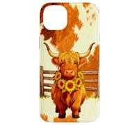 Highland Vaca marrón Vacuno y Girasoles Western Country Farm Carcasa para iPhone 14 Plus
