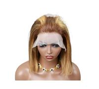 Highlight Bob Wig Human Hair 13X4 Frontal Lace Ombre Bob Wigs 200 Density Honey Blonde Bob Wigs For Black Women(14inch)