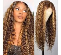 Highlight Ombre Lace Front Wig Human Hair 13x4 Honey Blonde 4/27 Deep Wave Lace Frontal Wigs Glueless Wigs 180 Density 66 cm