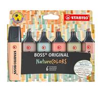Highlighter - STABILO BOSS ORIGINAL NatureCOLORS - Pack of 6 - Beige, Warm Grey, Earth Green, Sienna, Mud Green, Umber