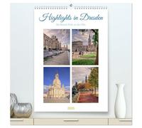Highlights in Dresden (hochwertiger Premium Wandkalender 2026 DIN A2 hoch), Kunstdruck in Hochglanz: Eindrücke von der Dresdener Altstadt