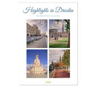 Highlights in Dresden (Wandkalender 2026 DIN A2 hoch), CALVENDO Monatskalender: Eindrücke von der Dresdener Altstadt