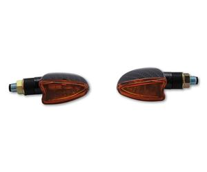 HIGHSIDER Bombilla de flecha inteligente Mini Cuerpo indicador Carbono / Lente naranja (par), delantero y trasero