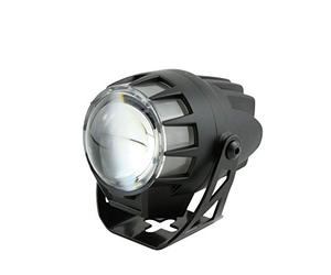 HIGHSIDER - Faro de motocicleta LED doble flujo 45 mm certificado E | Carcasa oscura de aluminio con soporte, aro de luz de posición con shutter; medidas: 70,2 × 67 × 96,5 milímetros, fijación M5