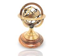 HIGHSTREET NAUTICAL Globo armilar de latón de estilo antiguo montado en base de madera, decoración perfecta para la oficina