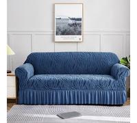 HighStretchBlueUniversalSofaSlipcoverwithSkirtEasyFit2SeatCouchCoverFurProtectorfor 90140cmSingleSeatSofasDurable&Stylish