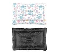 Hightopup Blue Paw Pink Heart Star - Almohadilla para jaula de perro, parte inferior antideslizante, cama plana para gatos, a prueba de masticación, suministros para mascotas, multiescenario