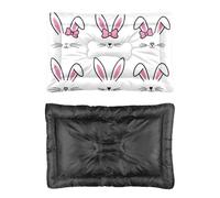 Hightopup Bonita cama para perro con caras de conejo de Pascua, caja de cama para perro, parte inferior antideslizante, esponjosa, media, lavable, multiescenario, cama impresa para perros, tamaño