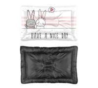 Hightopup Bonita cama para perro con diseño de conejo, cama para mascotas para maletero de coche, parte inferior antideslizante, cálida, media, lavable, para múltiples escenarios, regalo impreso