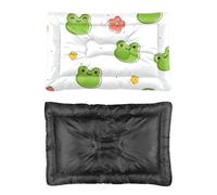 Hightopup Bonita cama para perro con diseño de rana y flores, alfombrilla antideslizante para jaula de perro, cama suave, lavable, para múltiples escenarios, cama impresa para mascotas, 90 x 60 cm