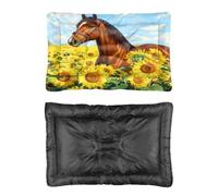 Hightopup Caballo vibrante Campo Girasol Campo Cama Perro Perro Cama Perro Perro Viaje Antideslizante Fondo Suave Cálido para Invierno Muebles Multi Escenario Regalo Cama Gato Cama 90 x 60 cm