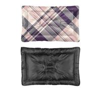 Hightopup Cama para perro a cuadros, gris y rosa, colchón para perro, cama de viaje, parte inferior antideslizante, acogedora, media, lavable, para múltiples escenarios, camas estampadas, 90 x 60 cm