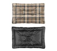 Hightopup Cama para perro a cuadros marrón oscuro, cama para mascotas, caja de coche, parte inferior antideslizante, esponjosa, media, lavable, para múltiples escenarios, camas estampadas, tamaño