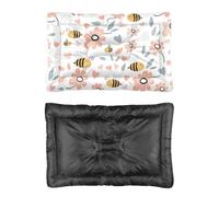 Hightopup Cama para perro con diseño de abeja rosa y floral, cama para perro, parte inferior antideslizante, cálida, media, lavable, para múltiples escenarios, cama impresa para perros, tamaño mediano