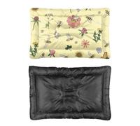 Hightopup Cama para perro con diseño de abejas amarillas y flores silvestres, cama para mascotas, base antideslizante, cómoda, lavable, tamaño mediano, cama para cachorros, 90 x 60 cm