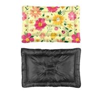 Hightopup Cama para perro con diseño de abejas y flores amarillas, camas para gatos, forro de cama para perro, parte inferior antideslizante, acogedora, media, lavable, multiescenario, muebles grandes