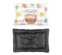 Hightopup Cama para perro con diseño de conejito de Pascua con diseño de huevo de pollito, cojín de cama para perro, parte inferior antideslizante, caja suave, impermeable, multiescenario, cama
