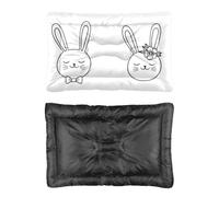 Hightopup Cama para perro con diseño de conejo dibujada a mano, alfombrilla para jaula de perro, parte inferior antideslizante, plana, media, lavable, para múltiples escenarios, regalo impreso, perros