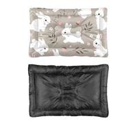 Hightopup Cama para perro con diseño de conejos y flores, cama para gatos, alfombrilla antideslizante para perros, parte inferior mullida, media, lavable, para mascotas, regalo impreso, caja grande