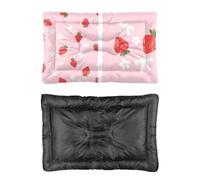 Hightopup Cama para perro con diseño de flor de fresa roja, alfombrilla para perro, cama para exteriores, parte inferior antideslizante, cálida, media, lavable, para mascotas, regalo impreso, caja