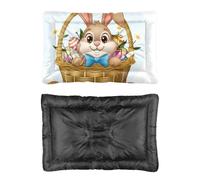 Hightopup Cama para perro con diseño de huevo de conejo de Pascua, cama para mascotas, parte inferior antideslizante, plana, media, lavable, multiescenario, muebles grandes, regalo impreso, gato