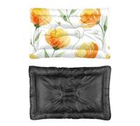 Hightopup Cama para perro con flores amarillas de acuarela, cama para gatos, cama para perro para maletero de coche, parte inferior antideslizante, cálida, media, lavable, ropa de cama con estampado