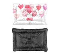 Hightopup Cama para perro con globos de corazón rosa en acuarela, cama para mascotas, cama para mascotas, parte inferior antideslizante, cálida, media, lavable, multiescenario, muebles grandes, camas