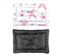 Hightopup Cama para perro con lazo rosa, cama para perros, alfombrilla de viaje para perros, parte inferior antideslizante, cómoda, media, lavable, multiescenario, ropa de cama impresa XL, 90 x 60 cm