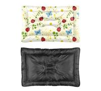 Hightopup Cama para perro con margaritas amarillas y mariquitas, cama para perros, cama antideslizante para perros, parte inferior antideslizante, cálida, media, lavable, muebles multiescenario