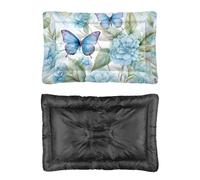 Hightopup Cama para perro con mariposas azules con hortensias, cama para gatos, cojín para perro, parte inferior antideslizante, cama suave, cama grande, lavable, multiescenario, muebles grandes
