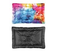 Hightopup Cama para perro con tinta arcoíris vibrante, cama para perro, cama antideslizante, cama acogedora, tamaño mediano, lavable, multiescenario, ropa de cama para mascotas, regalo impreso, 60 x