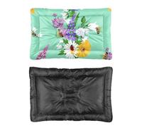 Hightopup Cama para perro de abeja de flores silvestres, cama para perros, alfombrilla antideslizante para sentarse, portátil, impermeable, colchón multiescenario, caja de regalo, 60 x 45 cm