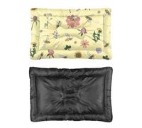 Hightopup Cama para perro, diseño de abejas amarillas y flores silvestres, alfombrilla antideslizante para perros, cama portátil, grande, lavable, multiescenario, impreso, tamaño mediano, 90 x 60 cm