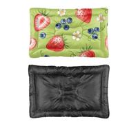 Hightopup Cama para perro, diseño de fresa, arándanos y flores, cama para perro, colchón antideslizante, parte inferior plana, media, lavable, para múltiples escenarios, regalo impreso, para mascotas