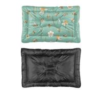 Hightopup Cama para perro verde azulado con estampado de abejas y flores, cama acolchada para perros, parte inferior antideslizante, plana, media, lavable, para múltiples escenarios, camas para perros