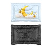 Hightopup Golden Moon Stars Clouds Dog Pet Mat acogedora cama para perro cama de camping antideslizante inferior accesorios para perrera multiescenario, multi modelo, almohadilla antimasticación