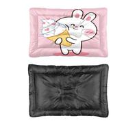 Hightopup Lindo conejo con helado, cama para perro, cama para mascotas, parte inferior antideslizante, acogedora, media, lavable, multiescenario, ropa de cama para mascotas, camas estampadas, tamaño