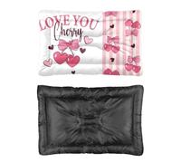 Hightopup Love You - Cama para perro rosa cereza, camas para perros, camas para mascotas, parte inferior antideslizante, suave, almohadillas para parachoques, muebles multiescenario, cama pequeña