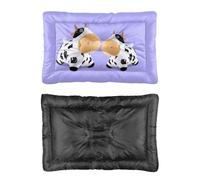 Hightopup Par de camas para perros de felpa con diseño de vaca manchada, cama de viaje antideslizante con parte inferior suave, cama grande lavable para mascotas, cama impresa para regalo, tamaño