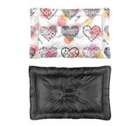 Hightopup Valentine Line - Cama para perro con forma de corazón, alfombra antideslizante con parte inferior plana, cama grande lavable para múltiples escenarios, regalo impreso, tamaño pequeño, 90 x